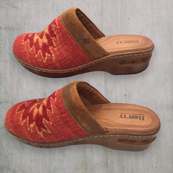 Born Bandy Clogs Women's Size 8 39 Red Blanket Southwest Handwoven Aztec - Picture 3 of 8